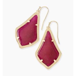 Alexandra Gold Drop Earrings In Maroon Jade